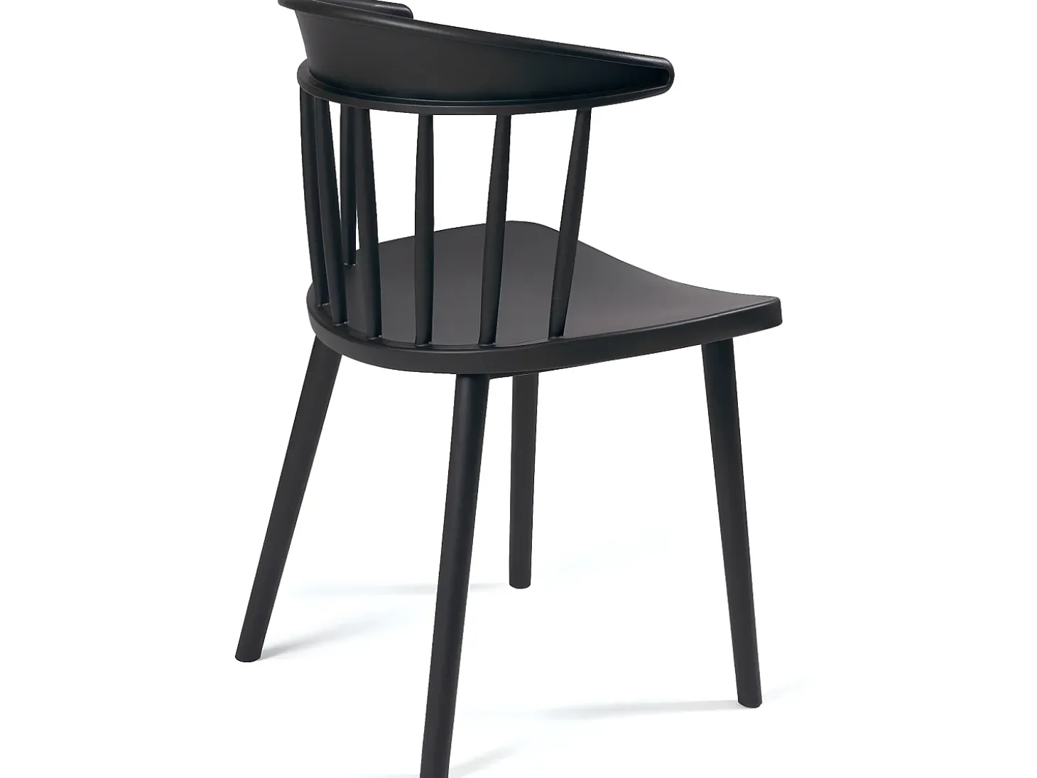 Lote de 2 sillas de cocina negras con respaldo de estilo Windsor occidental, asiento de plástico flexible con respaldo envolvente DIA (Negro)