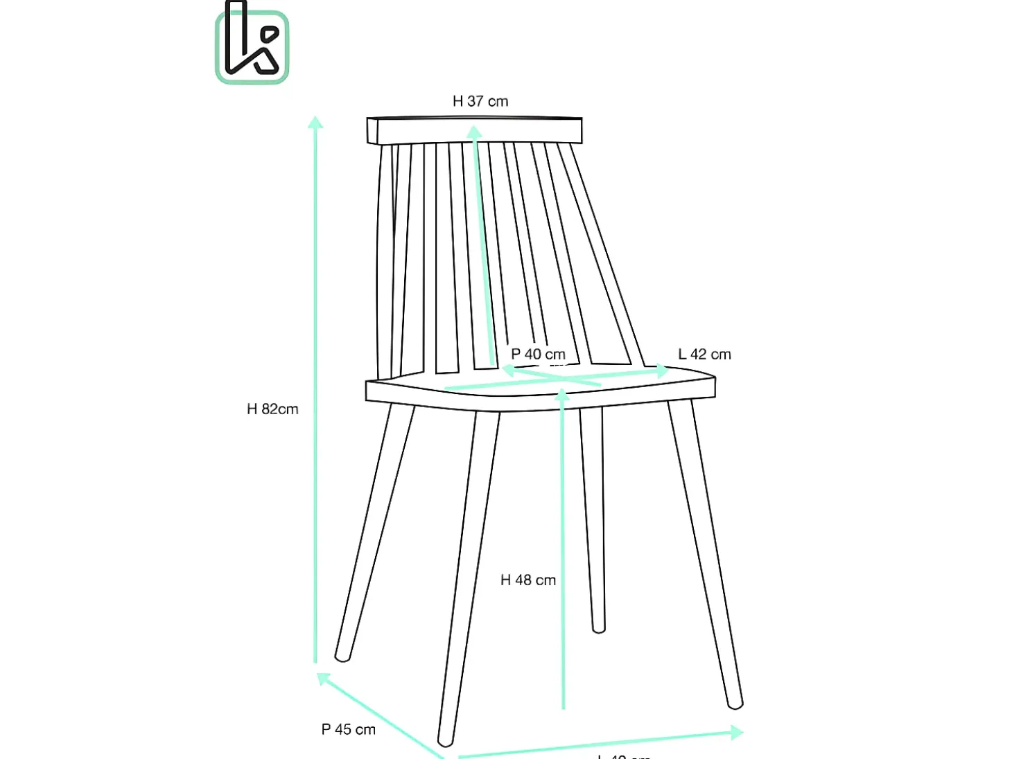 Lote de 2 sillas de cocina bistró café asiento de plástico con barrotes, patas de metal color madera BAO (negro)