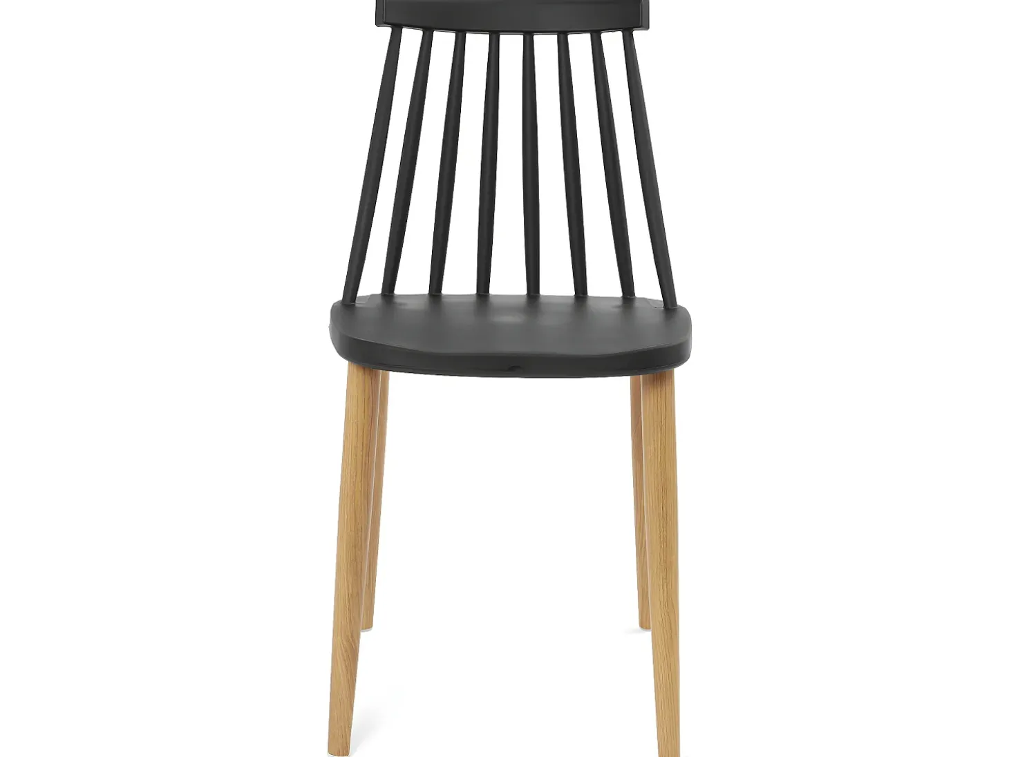 Lote de 2 sillas de cocina bistró café asiento de plástico con barrotes, patas de metal color madera BAO (negro)