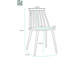 Lote de 2 sillas de cocina bistró café asiento de plástico con barrotes, patas de metal color madera BAO (gris)