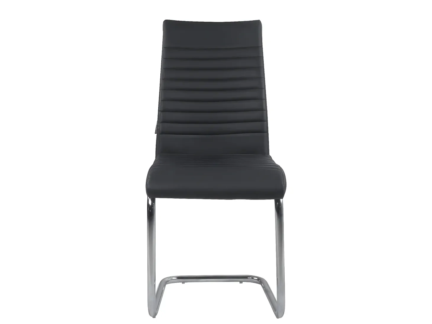 Lote de 2 sillas de comedor de diseño, asiento de cuero sintético acolchado, pata cromada OPUS (negro)