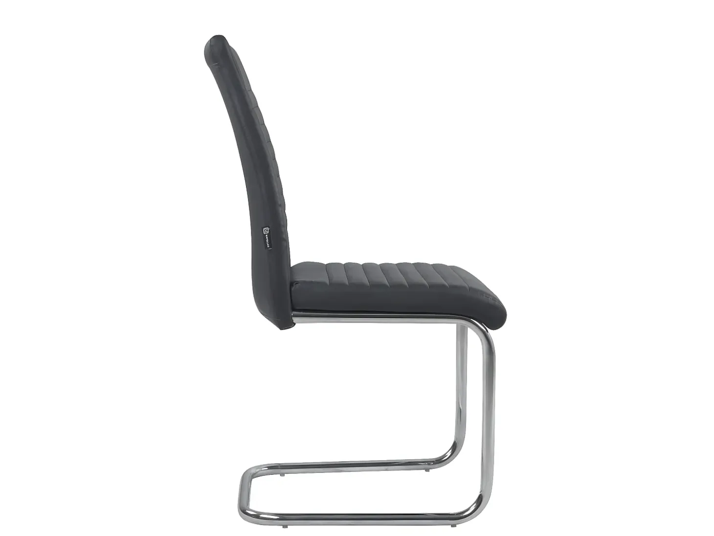 Lote de 2 sillas de comedor de diseño, asiento de cuero sintético acolchado, pata cromada OPUS (negro)