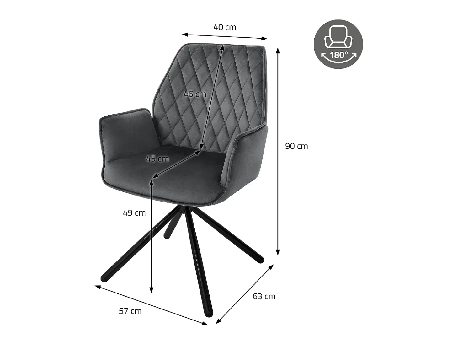 Lote de 6 sillas de comedor giratorias sillón de comedor sillón de salón de terciopelo giratorio 180