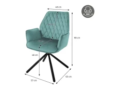 Lote de 2 sillas de comedor giratorias silla de comedor sillón sillón de terciopelo giratorio 180
