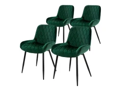 Lote de 4 sillas de comedor sillas de salón silla de cocina terciopelo verde oscuro