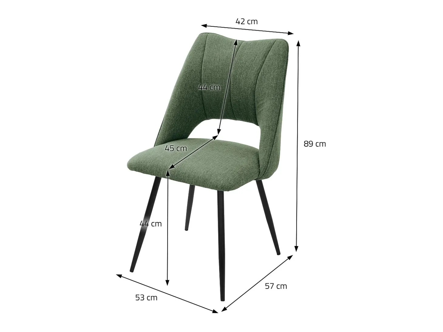 Lote de 4 sillas de comedor silla de cocina silla de salón respaldo tapizado verde