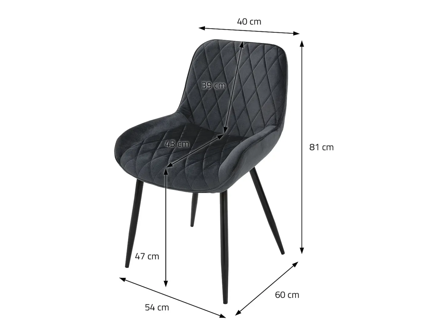 Lote de 2 sillas de comedor Sillas de salón Silla de cocina Terciopelo antracita