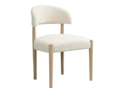 Lote de 2 sillas de madera maciza - Estilo moderno - Estructura de madera maciza - Tejido bouclé - Color natural