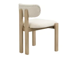 Lote de 4 sillas de madera maciza - Estilo moderno - Respaldo cómodo - Estructura de madera maciza - Tejido bouclé - Natural