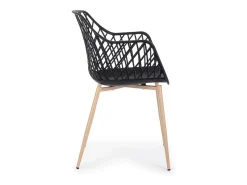 Lote de 4 sillas de polipropileno negro con patas de metal - OPTIK