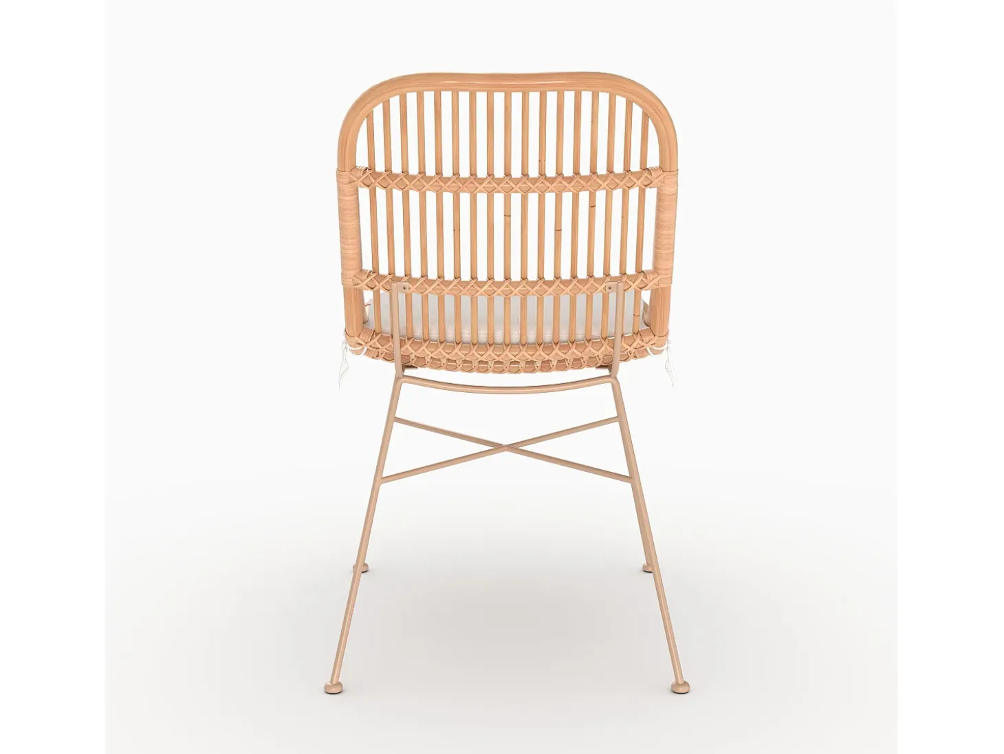 Lote de 2 sillas de ratán beige con patas de metal beige - Moon
