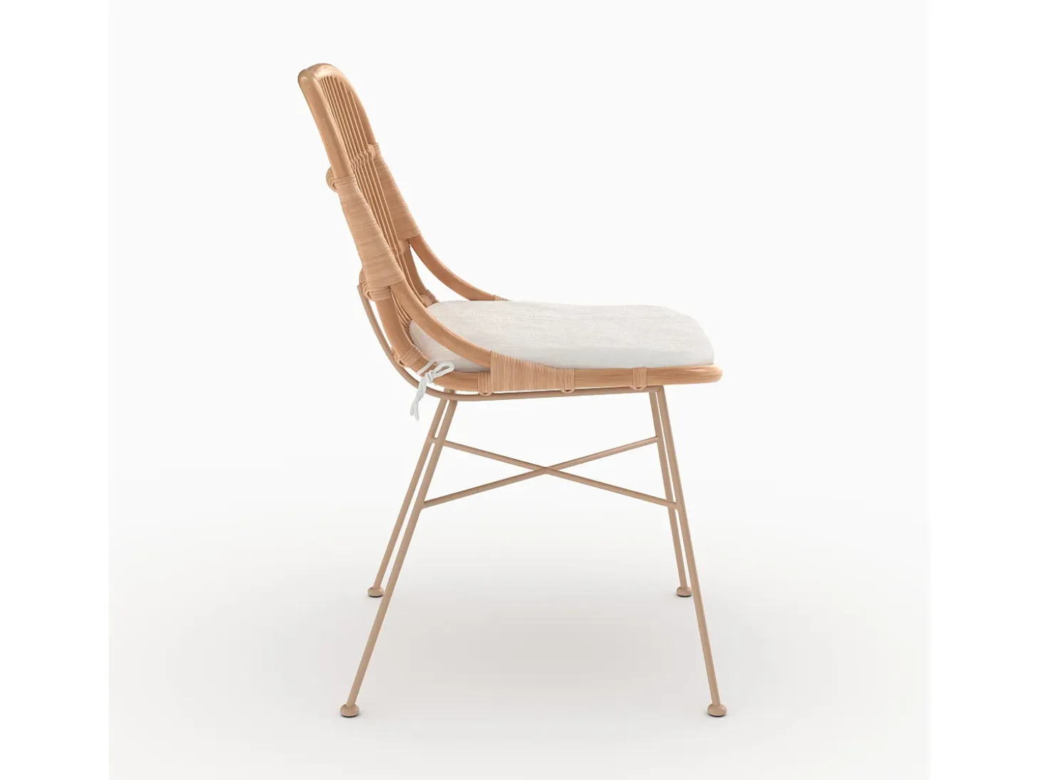 Lote de 2 sillas de ratán beige con patas de metal beige - Moon