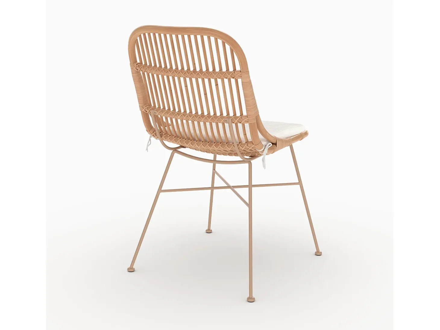 Lote de 2 sillas de ratán beige con patas de metal beige - Moon