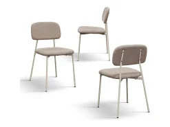 Lote de 4 sillas de tela beige y patas de metal beige - BERLIN