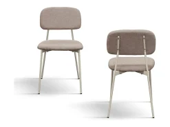Lote de 4 sillas de tela beige y patas de metal beige - BERLIN