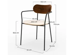 Lote de 2 sillas de tela beige y chapa de madera oscura - Marine