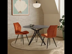 Lote de 2 sillas de tela con patas de metal negro L45 cm - ADAYA