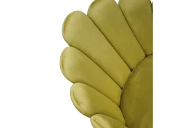 Lote de 4 sillas de tela efecto terciopelo amarillo ocre, patas doradas - LILLE