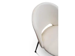 Lote de 4 sillas de tela efecto terciopelo beige, patas antracita - AVALON