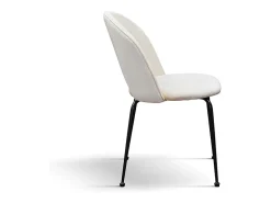 Lote de 4 sillas de tela efecto terciopelo beige, patas antracita - AVALON
