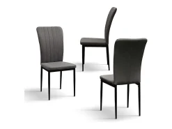 Lote de 6 sillas de tela gris y patas de metal negro - AMSTERDAM