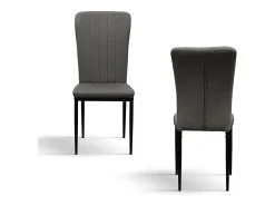 Lote de 6 sillas de tela gris y patas de metal negro - AMSTERDAM