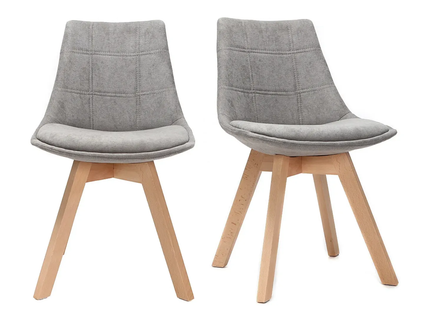Lote de 2 sillas diseño nórdico madera y tejido gris MATILDE