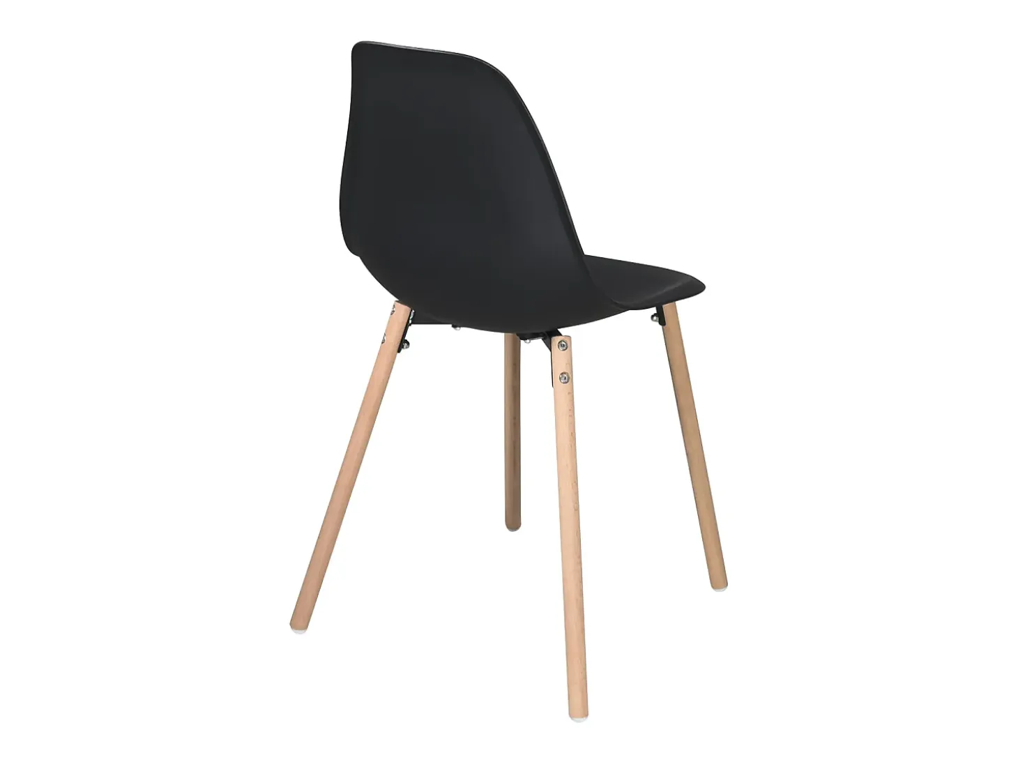 Lote de 4 sillas escandinavas de cocina diseño, asiento de plástico flexible, patas de madera de haya clara OVA (negro)