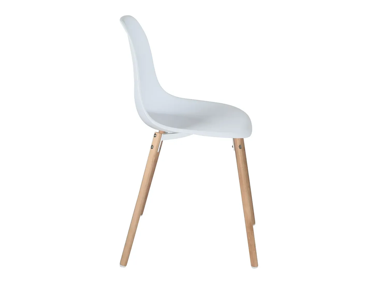 Lote de 4 sillas escandinavas de cocina diseño, asiento de plástico flexible, patas de madera de haya clara OVA (blanco)