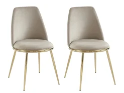 Lote de 2 sillas estilo art déco de terciopelo y metal dorado - Beige - NEBINA