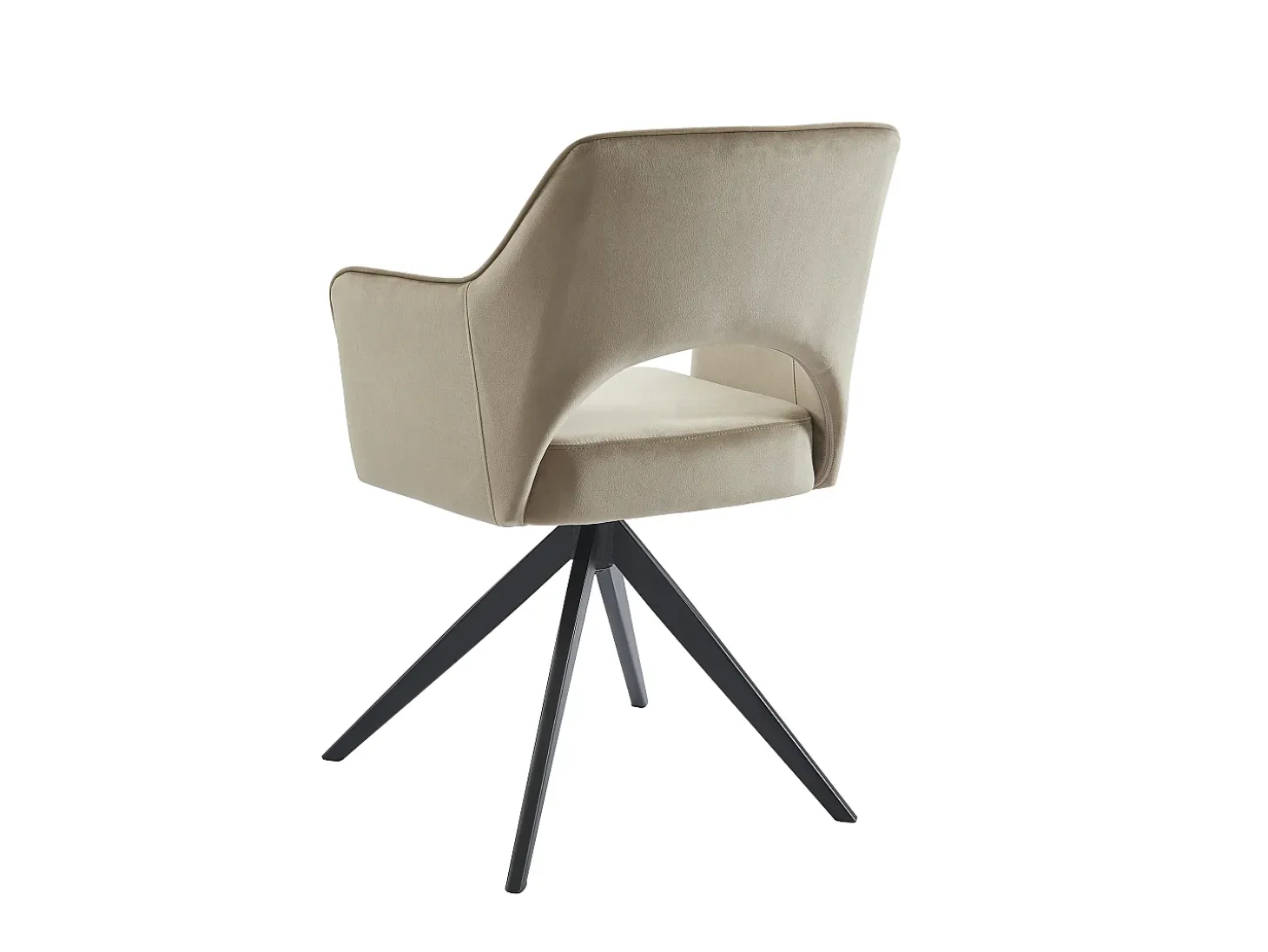 Lote de 2 sillas giratorias con reposabrazos de terciopelo y metal negro - Beige - KONYA