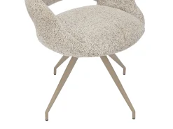 Lote de 2 sillas giratorias de tweed y metal color topo - Crema - VALIANA