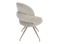 Lote de 2 sillas giratorias de tweed y metal color topo - Crema - VALIANA
