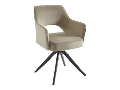 Lote de 6 sillas giratorias con brazos de terciopelo y metal negro - Beige - KONYA