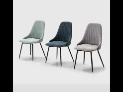 Lote de 2 sillas giratorias de tela con patas de metal negro L50 cm - ELMA