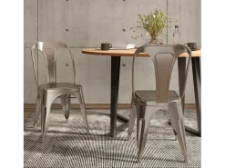 Lote de 2 sillas Indus cromadas de metal cromado para una decoración retro a bajo precio