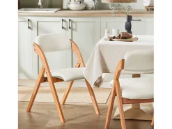 Lote de 2 Sillas Plegables de Madera con Asiento y Respaldo Tapizado Sillón para Cocina Oficina Blanco 47 x 60 x 77 cm FST92-Wx2 SoBuy ES