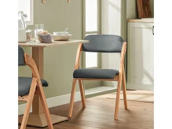Lote de 2 Sillas Plegables de Madera con Asiento y Respaldo Tapizado Sillón para Cocina Oficina Gris Oscuro47 x 60 x 77 cm FST92-SGx2 SoBuy ES