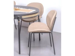 Lote de 4 sillas vintage tapizadas en polipiel - Slice - Beige