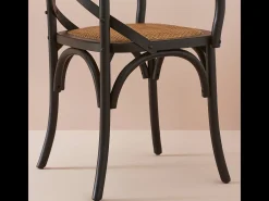 Lote de 2 sillones bridge de madera maciza y rejilla L62 cm - BISTROT