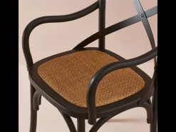 Lote de 2 sillones bridge de madera maciza y rejilla L62 cm - BISTROT