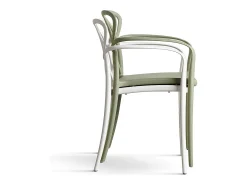 Lote de 4 sillones de polipropileno gris cálido - LONG ISLAND
