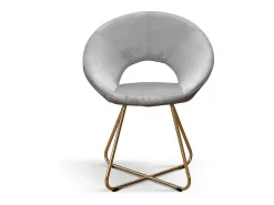 Lote de 4 sillones de tela efecto terciopelo gris, base dorada - ZANTE