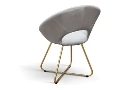 Lote de 4 sillones de tela efecto terciopelo gris, base dorada - ZANTE