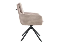 Lote de 2 sillones KAVIRA – Terciopelo acanalado en color arena – Patas de metal – Con reposabrazos – Diseño cálido y moderno