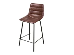 Lote de 2 taburetes de bar con respaldo efecto cuero caoba colección NETS - Estilo industrial