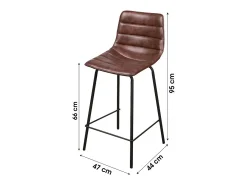 Lote de 2 taburetes de bar con respaldo efecto cuero caoba colección NETS - Estilo industrial