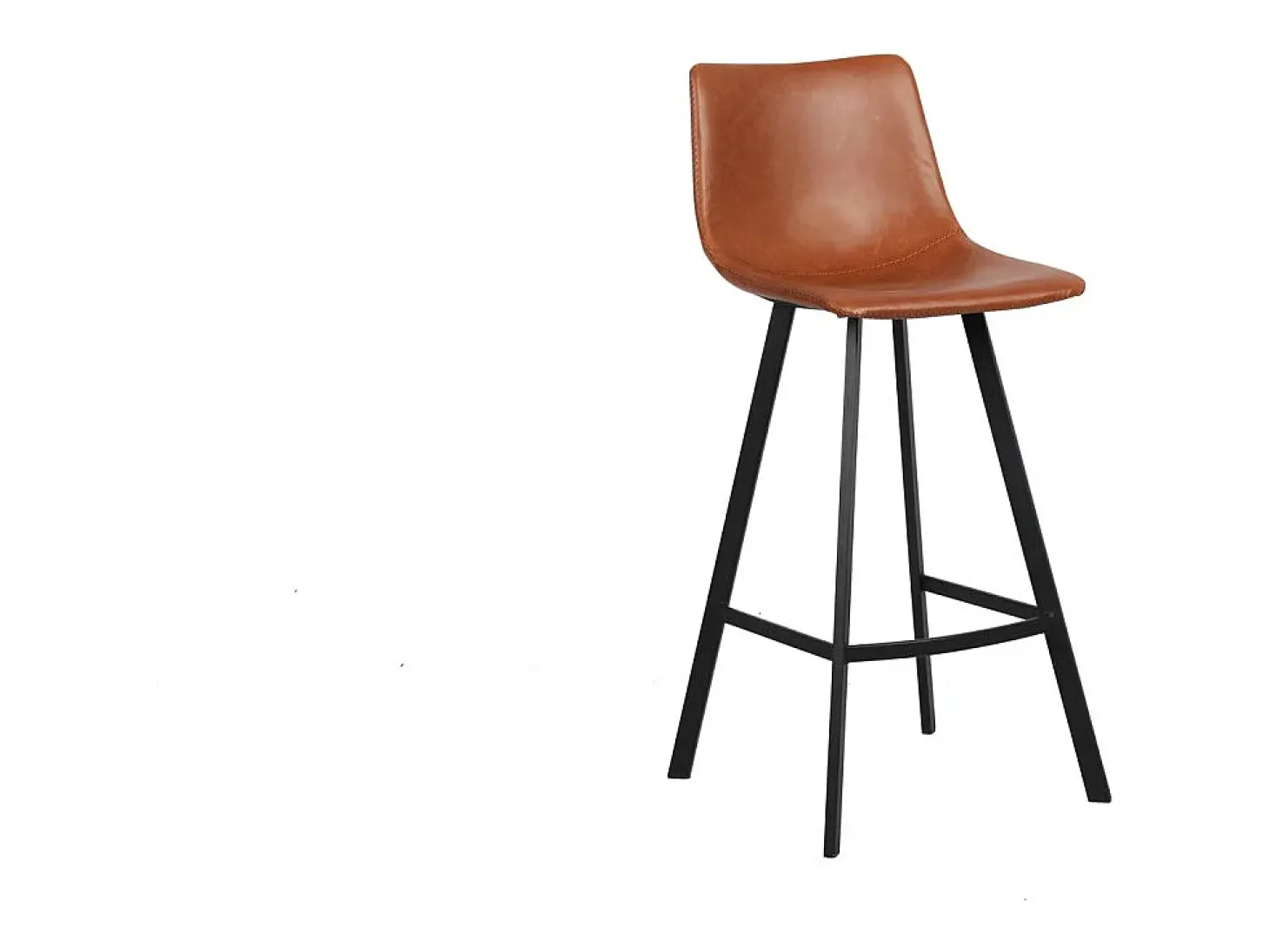 Lote de 2 taburetes de bar OZON – Color coñac – Asiento de PU – Confort moderno y estilo elegante