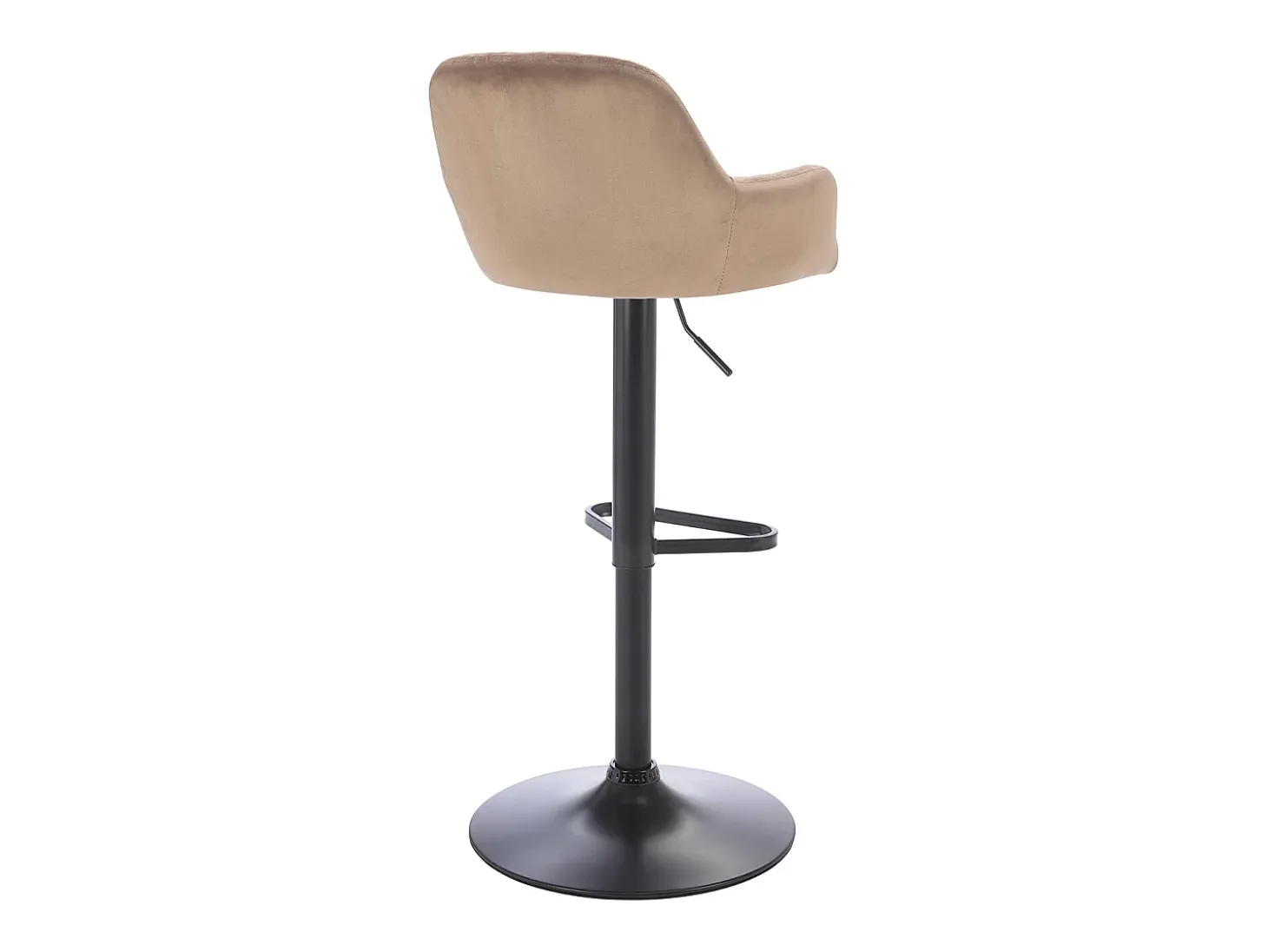 Lote de 2 taburetes de bar de terciopelo y metal negro - Altura ajustable - Beige - ELEANA