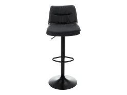 Lote de 2 taburetes de bar de piel sintética y metal - Negro - KADERINA